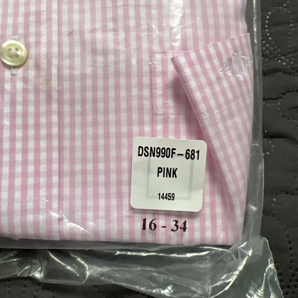 Paul Fredrick Non-Iron Two Ply Cotton Pinpoint Pink Shirt Monogrammed EDE 16-34